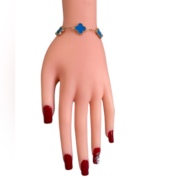 JY 18k yellow gold plated 5 clover leaf bracelet - Picture 3 of 7